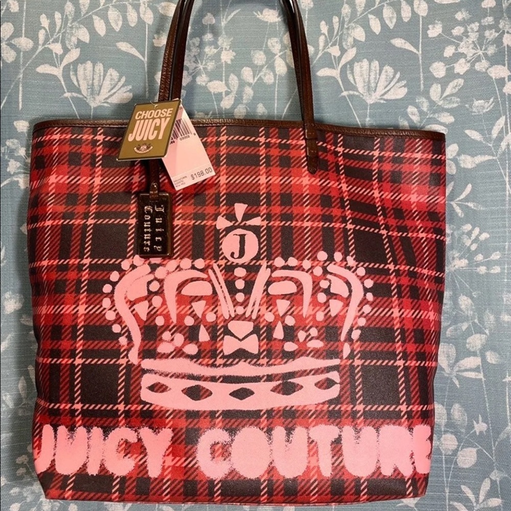 Juicy Couture Pink/Raspberry Plaid Tote
